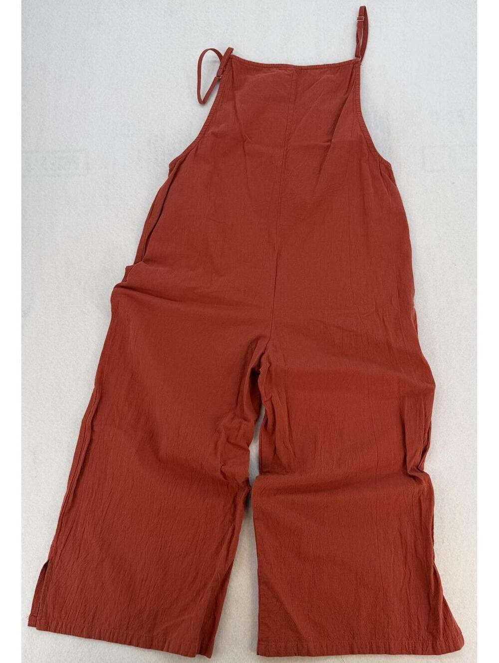 Vintage Rust Orange Wide Leg Jumpsuit XS Lightweight Casual
